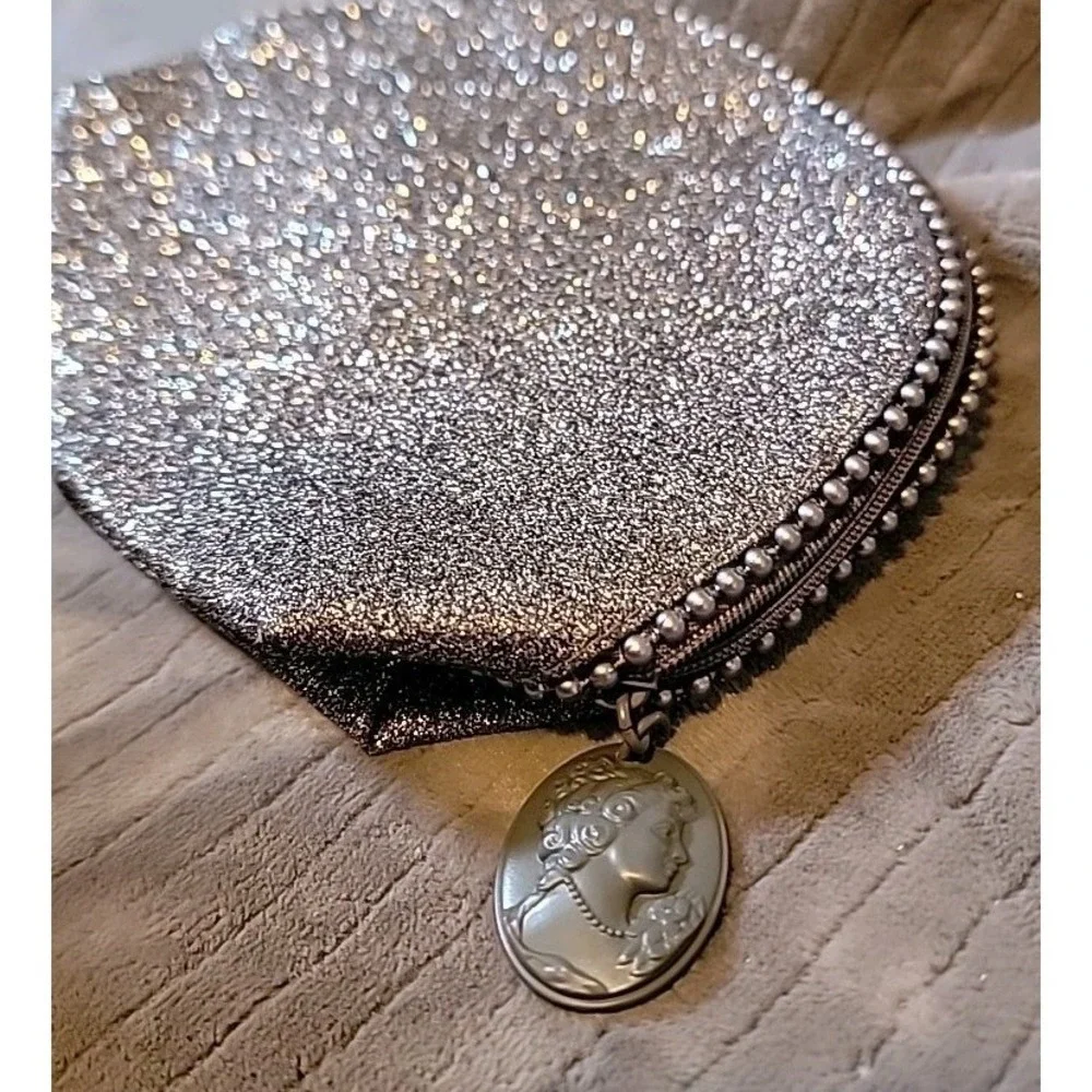 MAC Glittery Silver Makeup Bag Travel Cosmetic Case NWOB‎